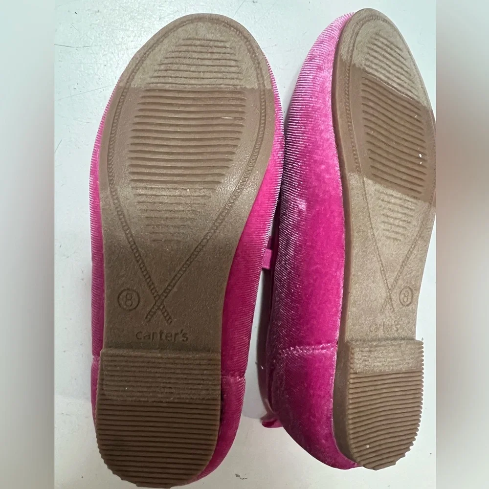 NWOT Pink Glitter Heart Velvet Dress Ballet Flats | Velour | Valentines Day